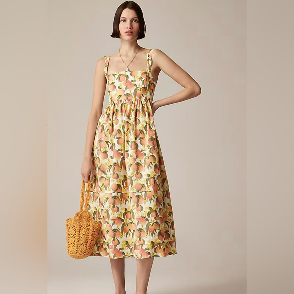 NWT JCrew Squareneck midi dress in cotton poplin